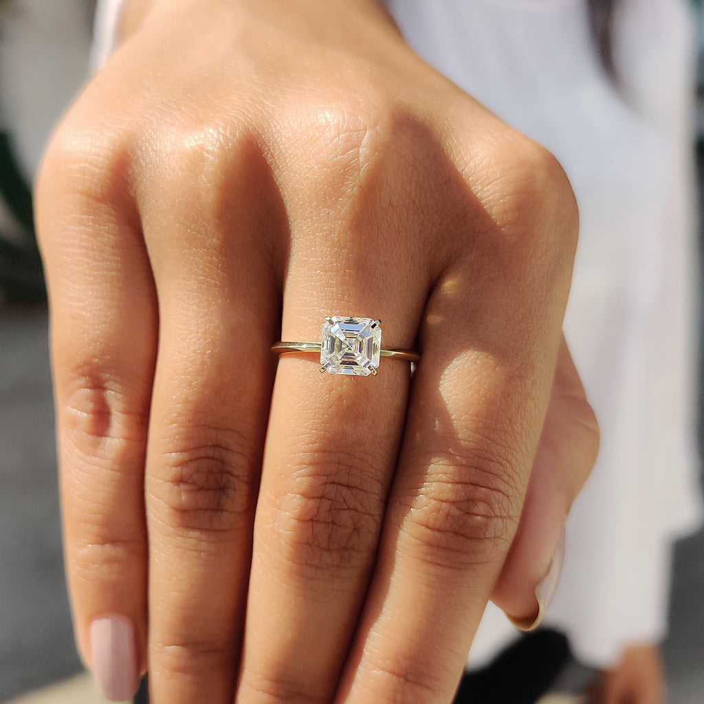 Asscher Cut Engagement Ring Basket Setting