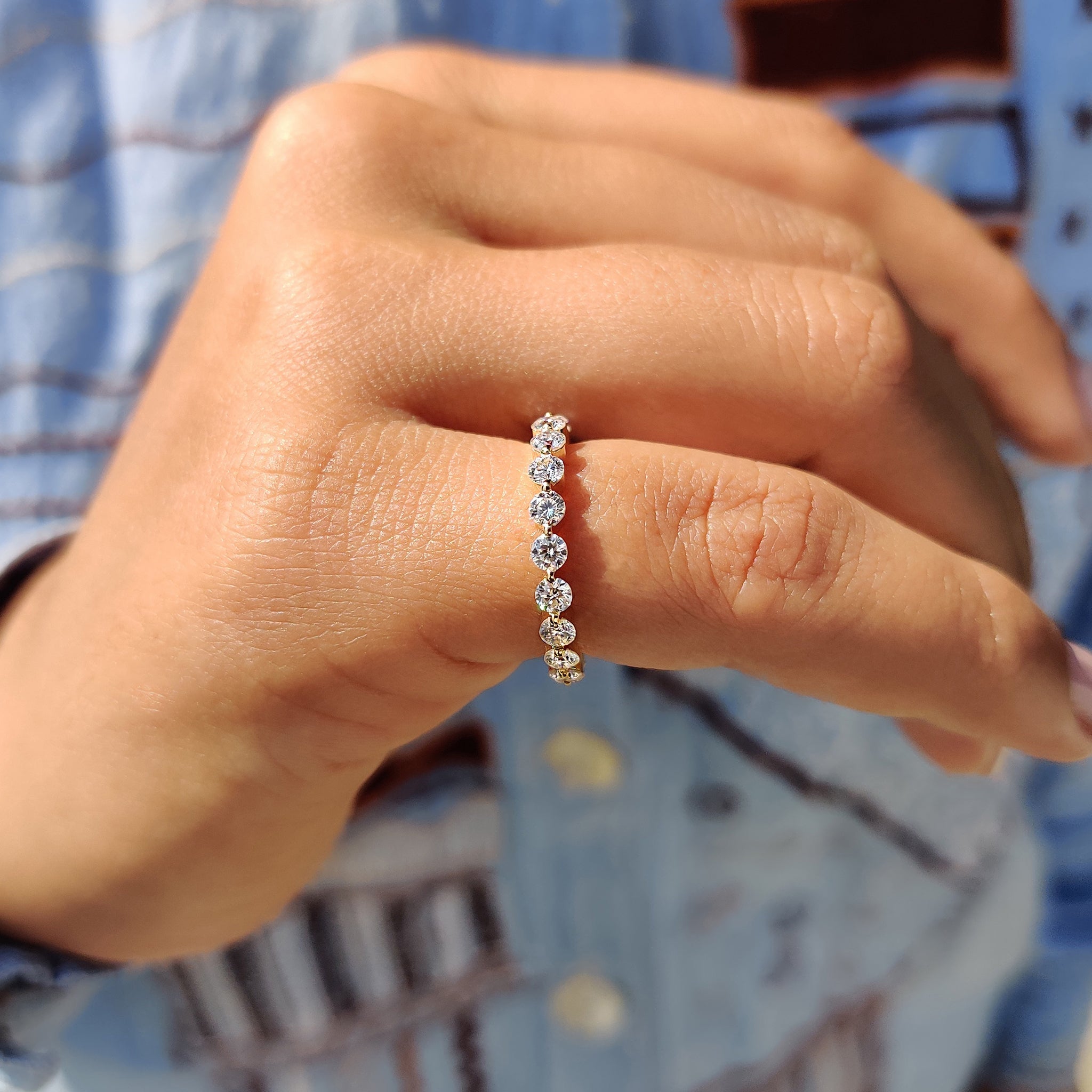 Yellow Gold Shared Prong Eternity Band