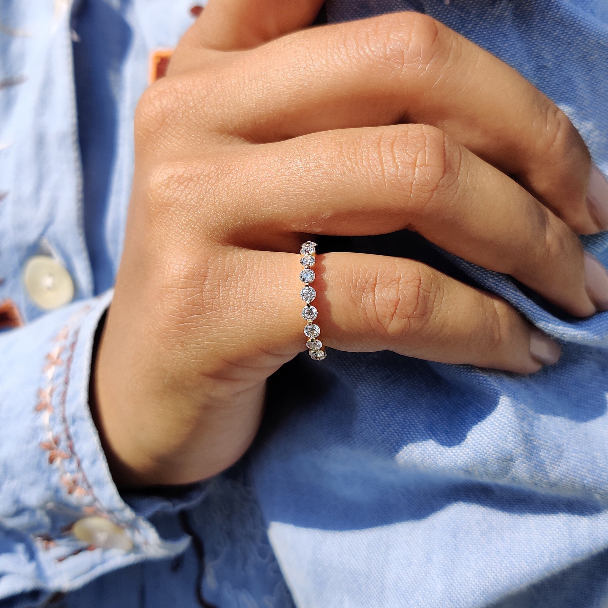 Yellow Gold Shared Prong Eternity Band