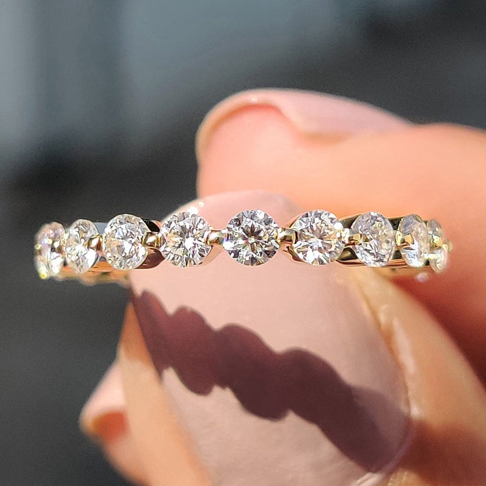 Floating Wedding Band with Round Cut Stones