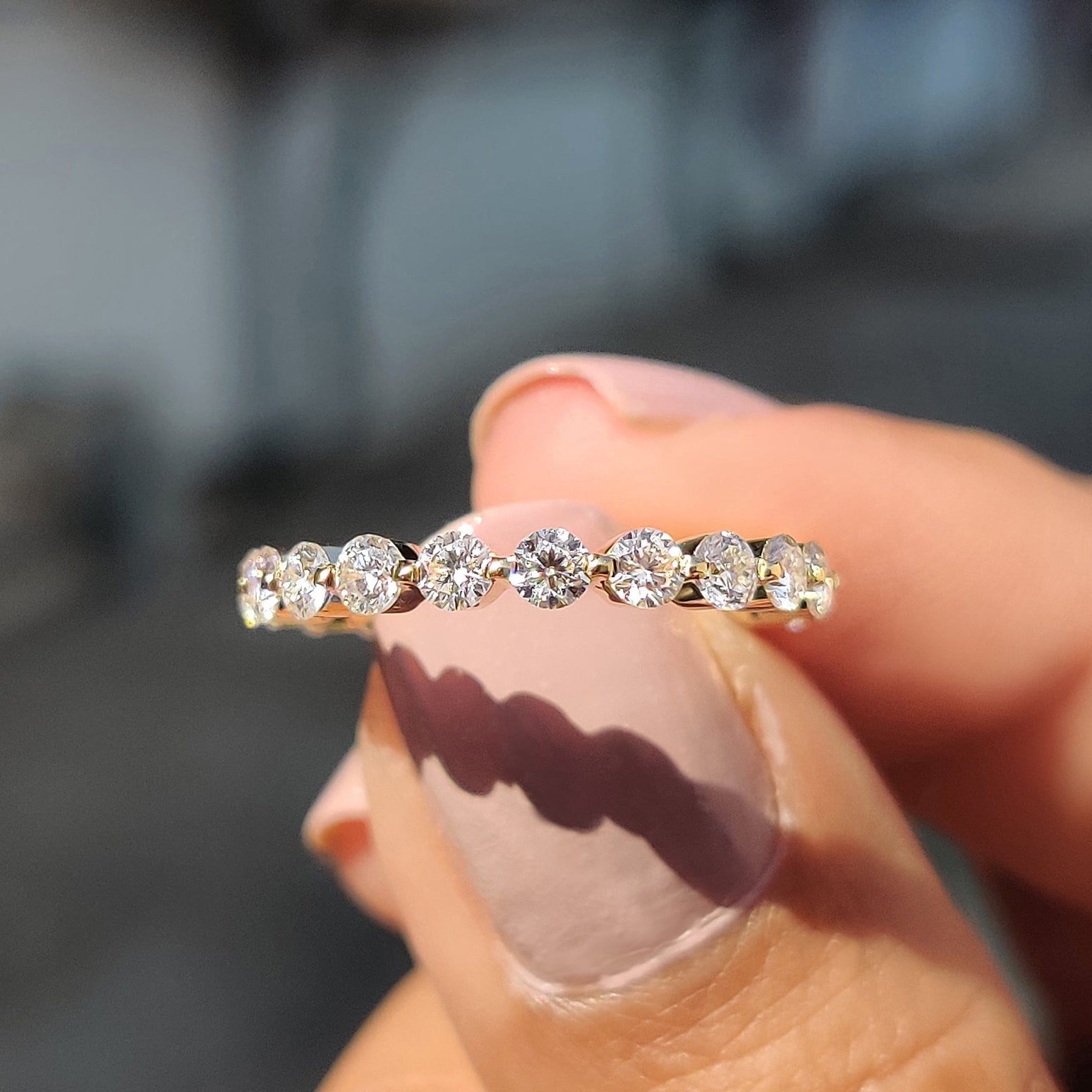 Yellow Gold Shared Prong Eternity Band