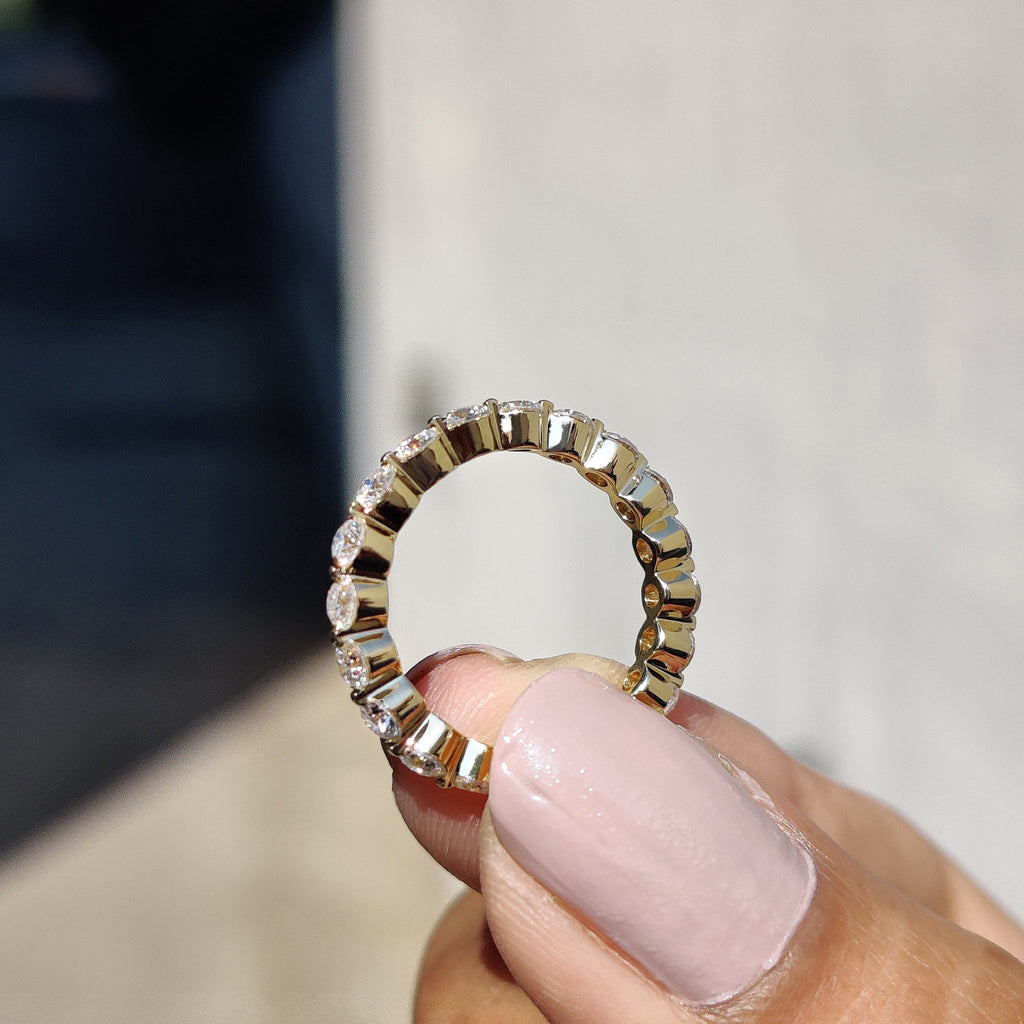 Floating Wedding Band with Round Cut Stones