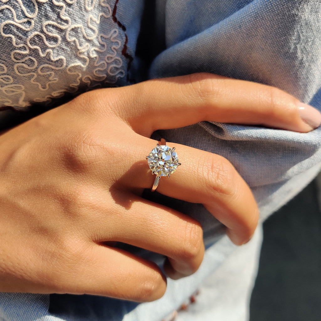 Old European Cut Ring In Cathedral Setting