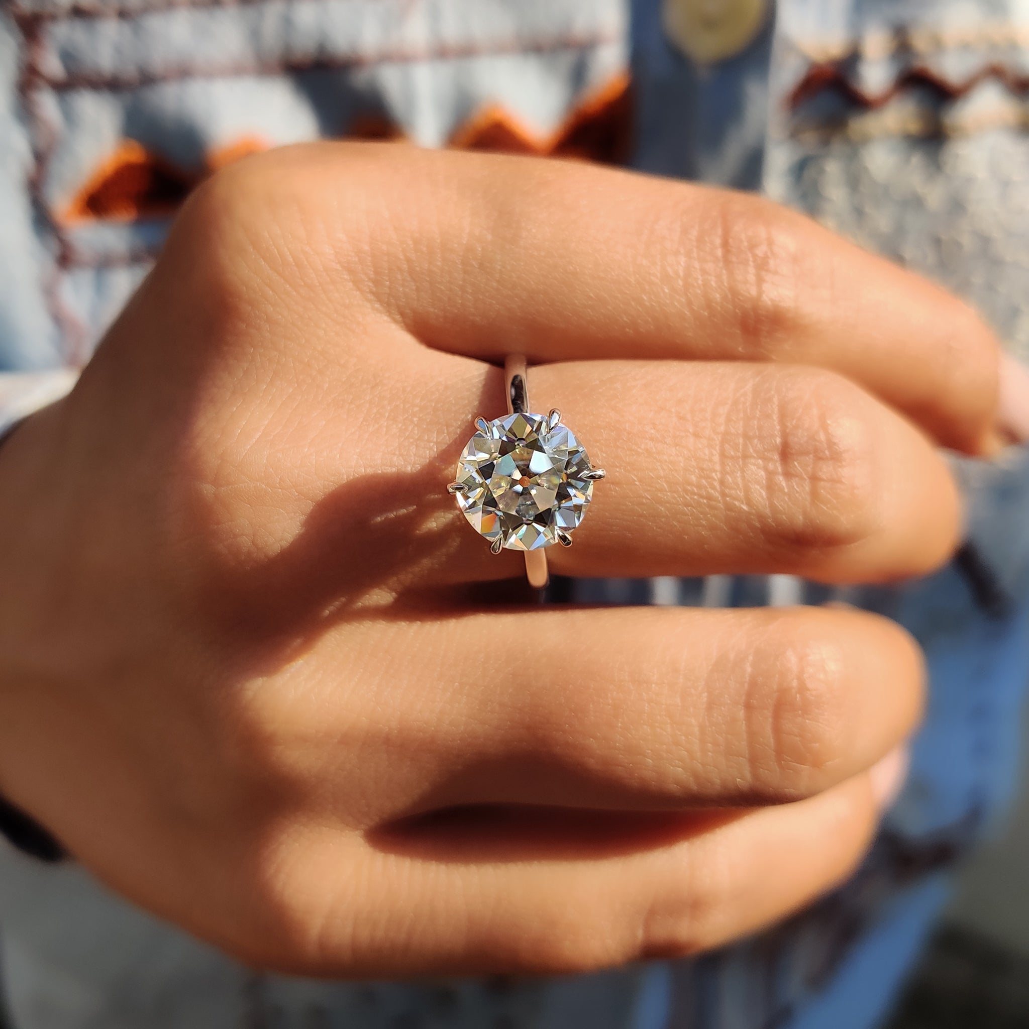 Old European Cut Ring In Cathedral Setting Main image