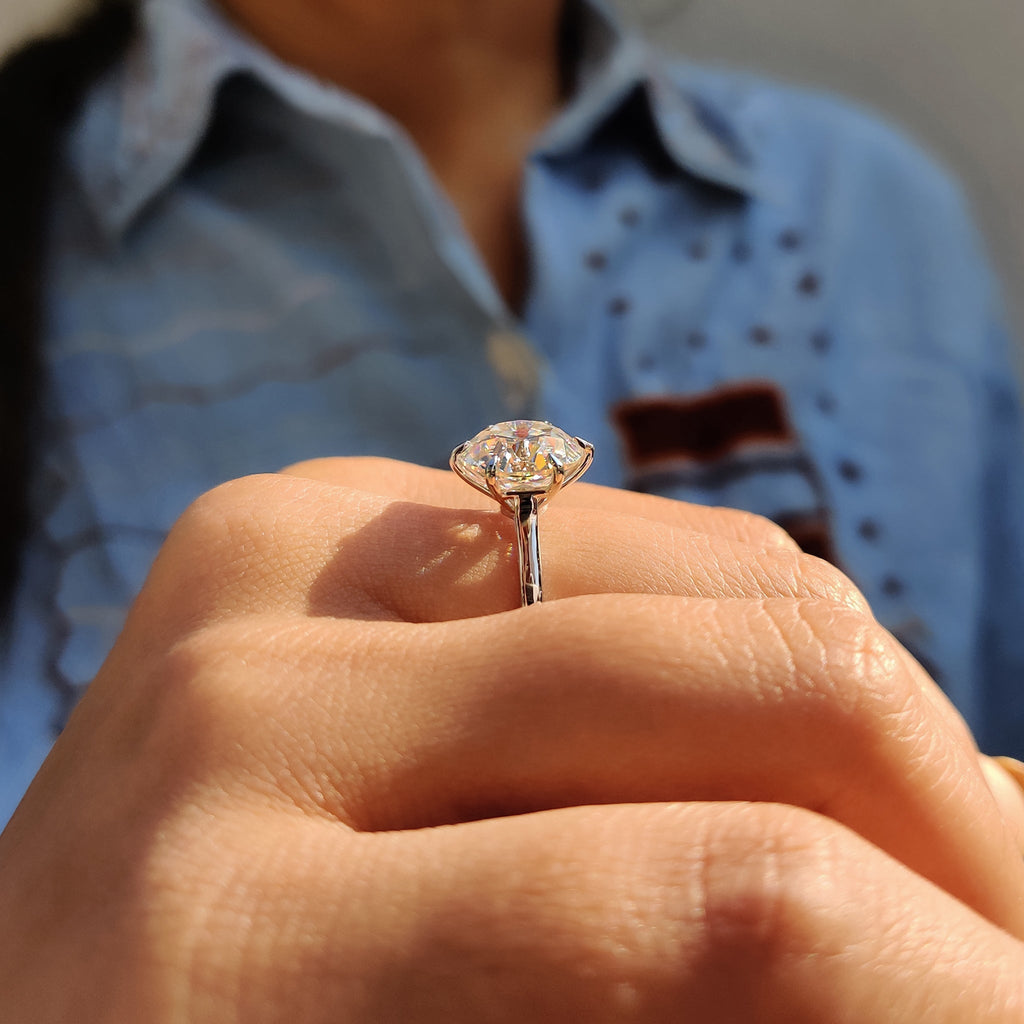 Old European Cut Ring In Cathedral Setting