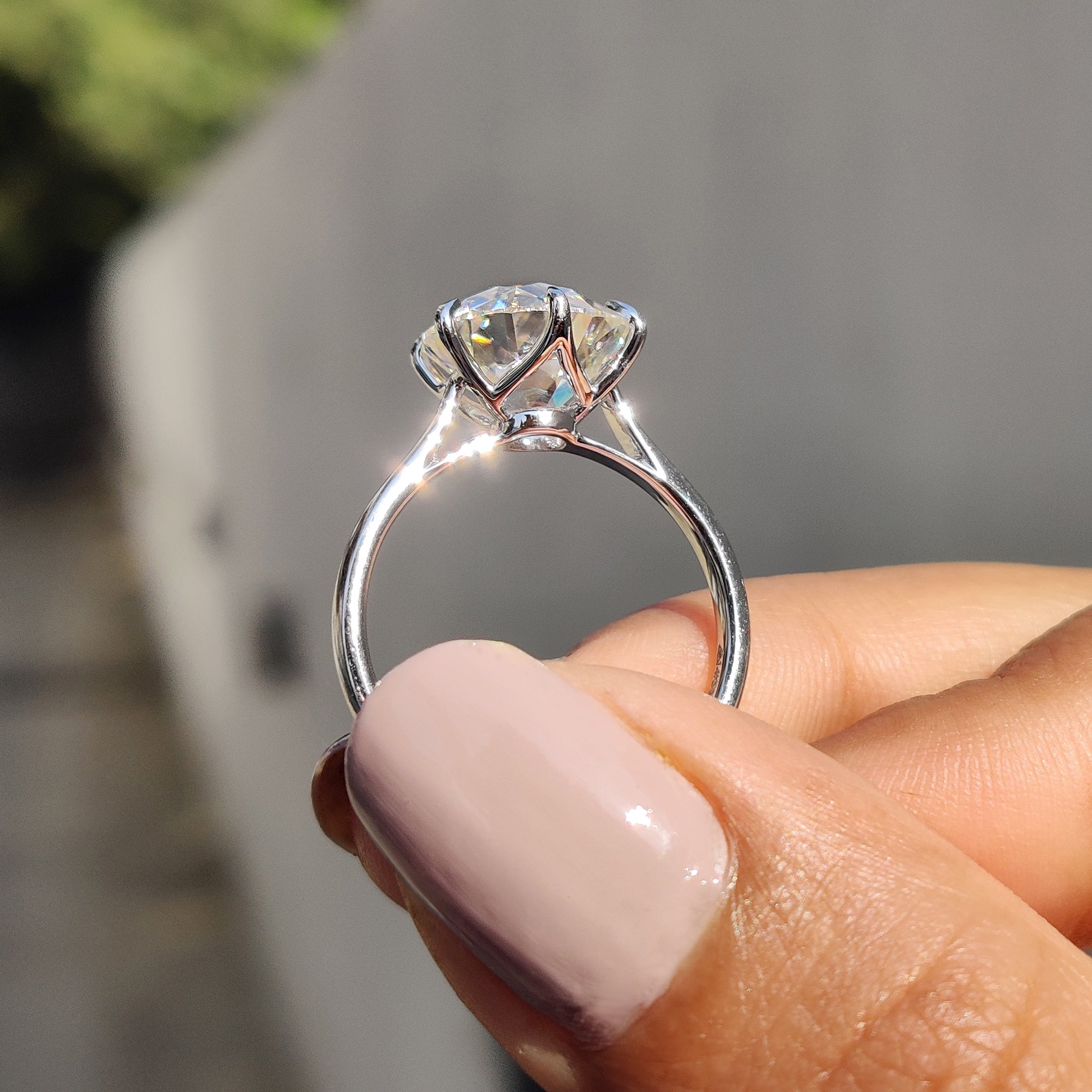 Old European Cut Ring In Cathedral Setting