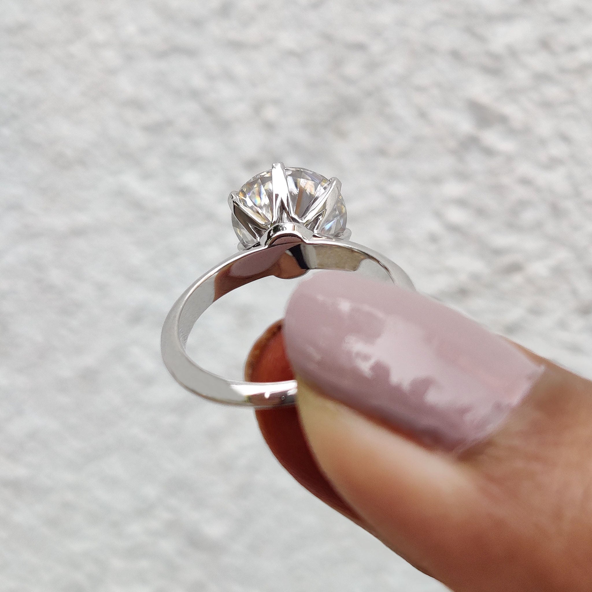 Round Cut Moissanite Solitaire Engagement Ring