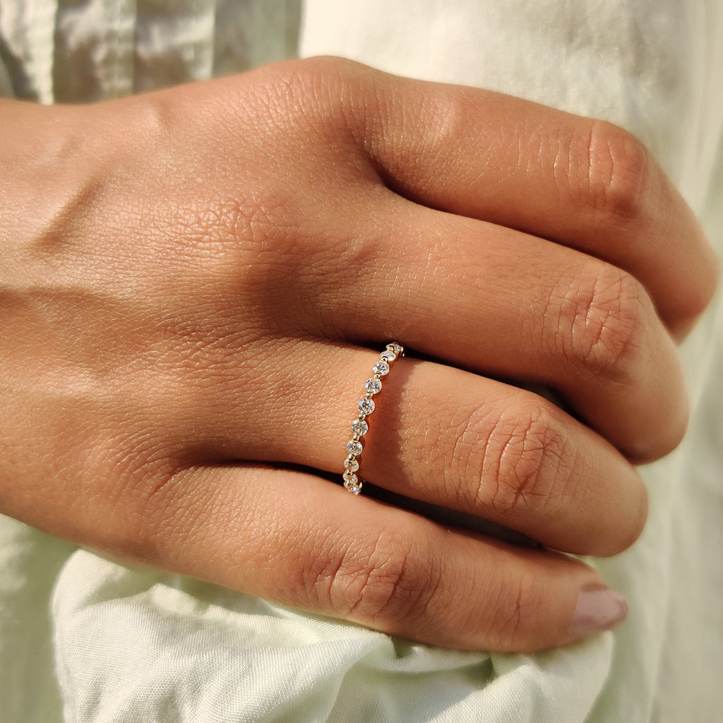 Round Moissanite Yellow Gold Eternity Band