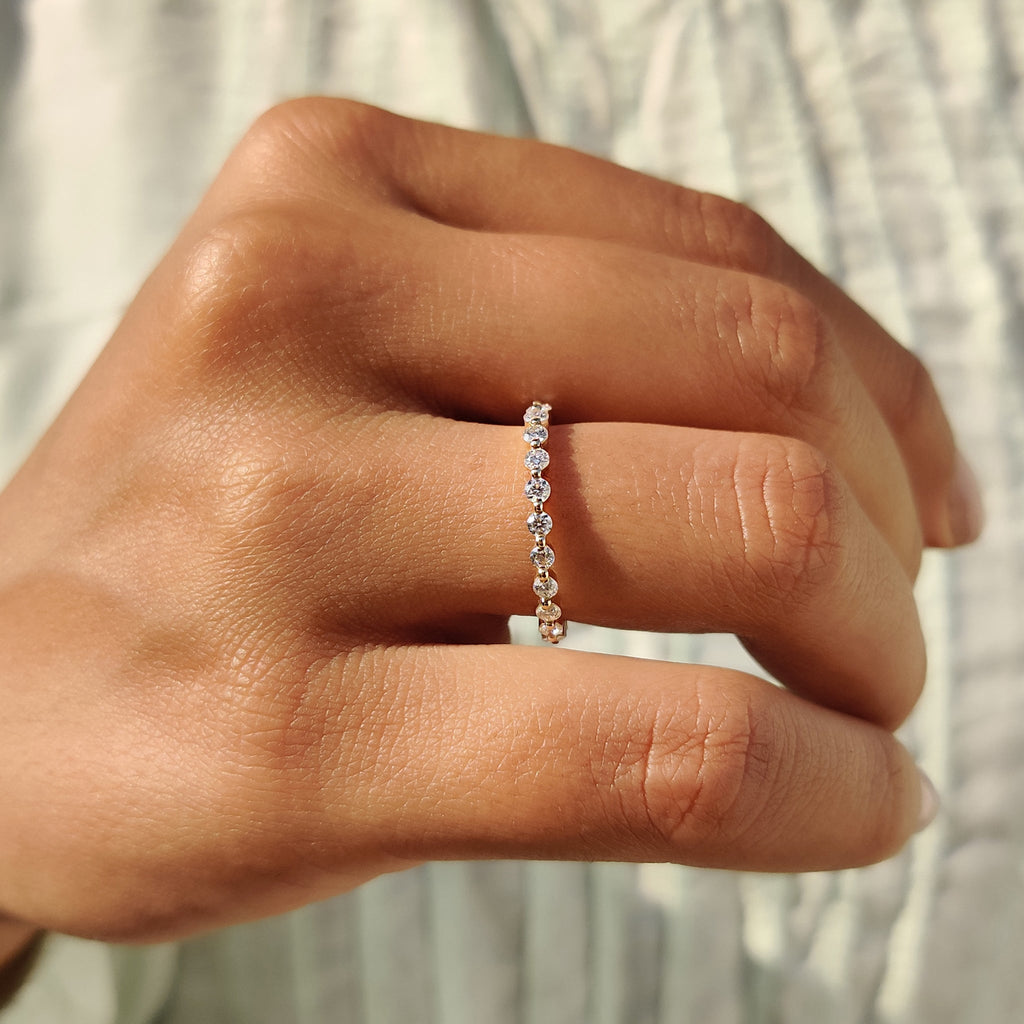 Round Moissanite Yellow Gold Eternity Band