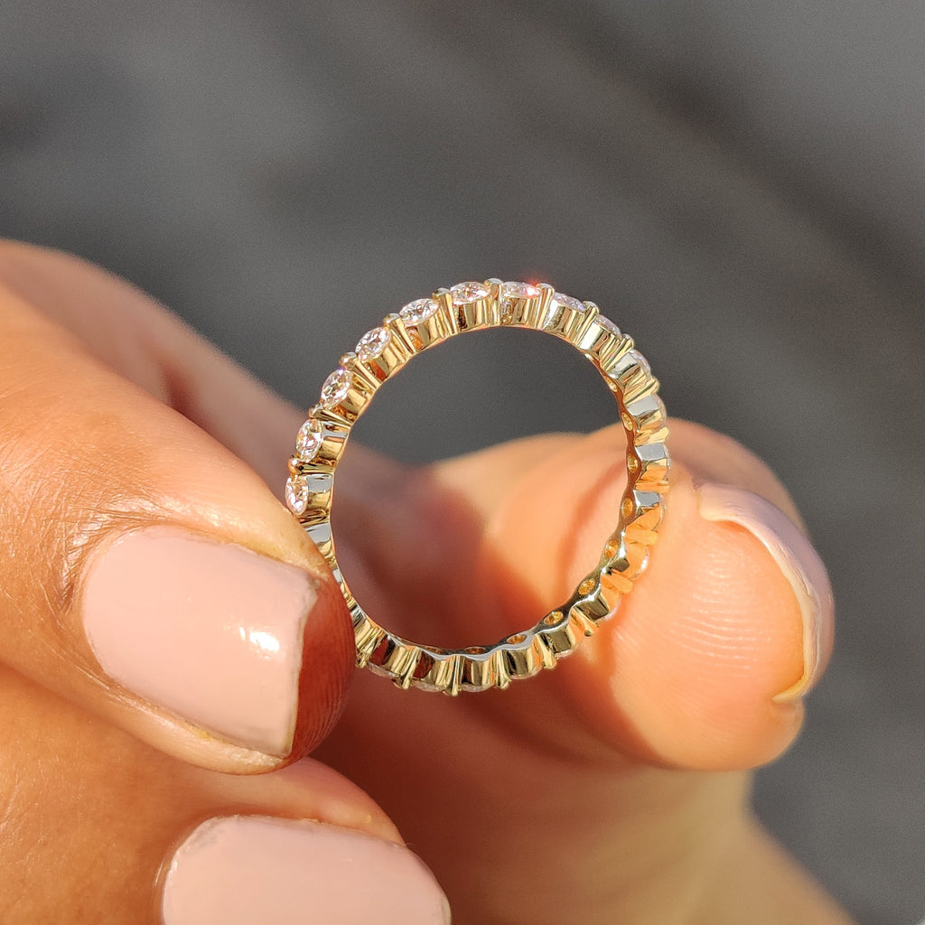 Round Moissanite Yellow Gold Eternity Band