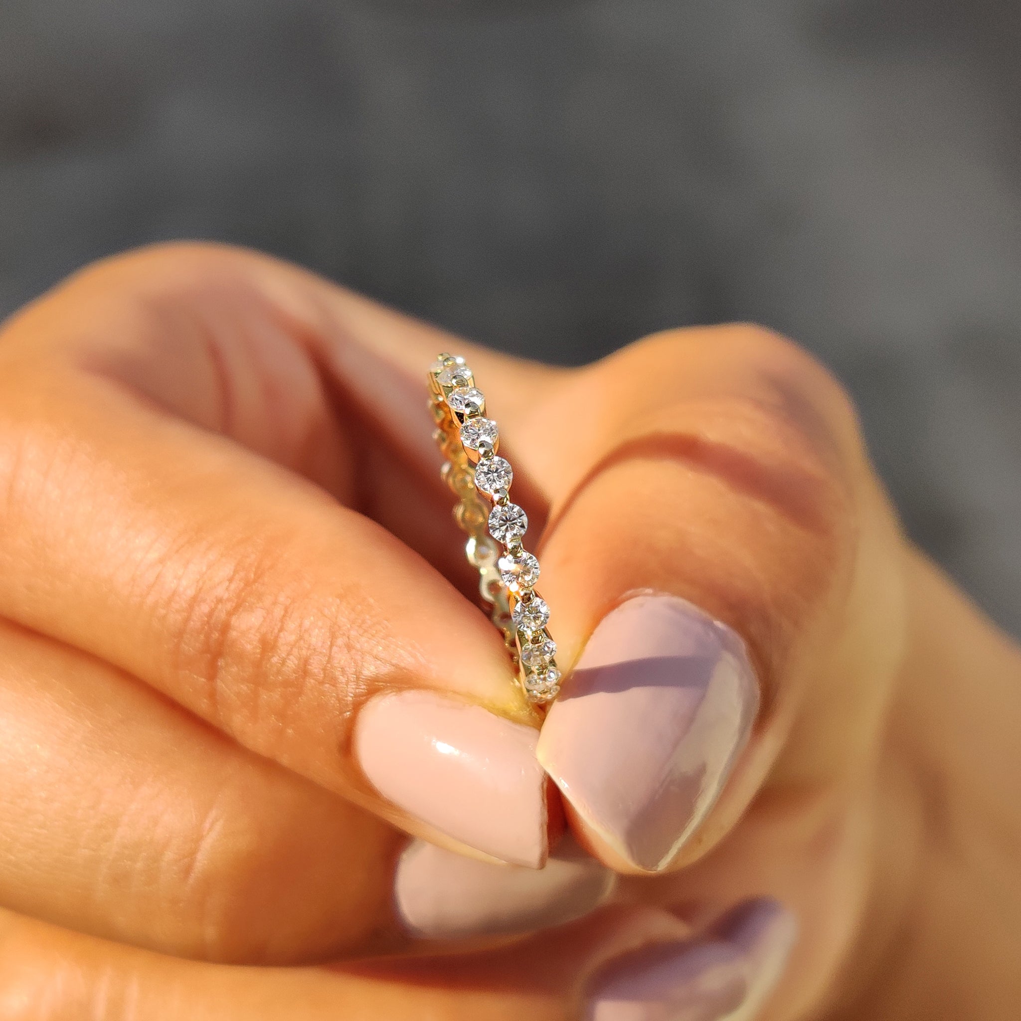 Round Moissanite Yellow Gold Eternity Band