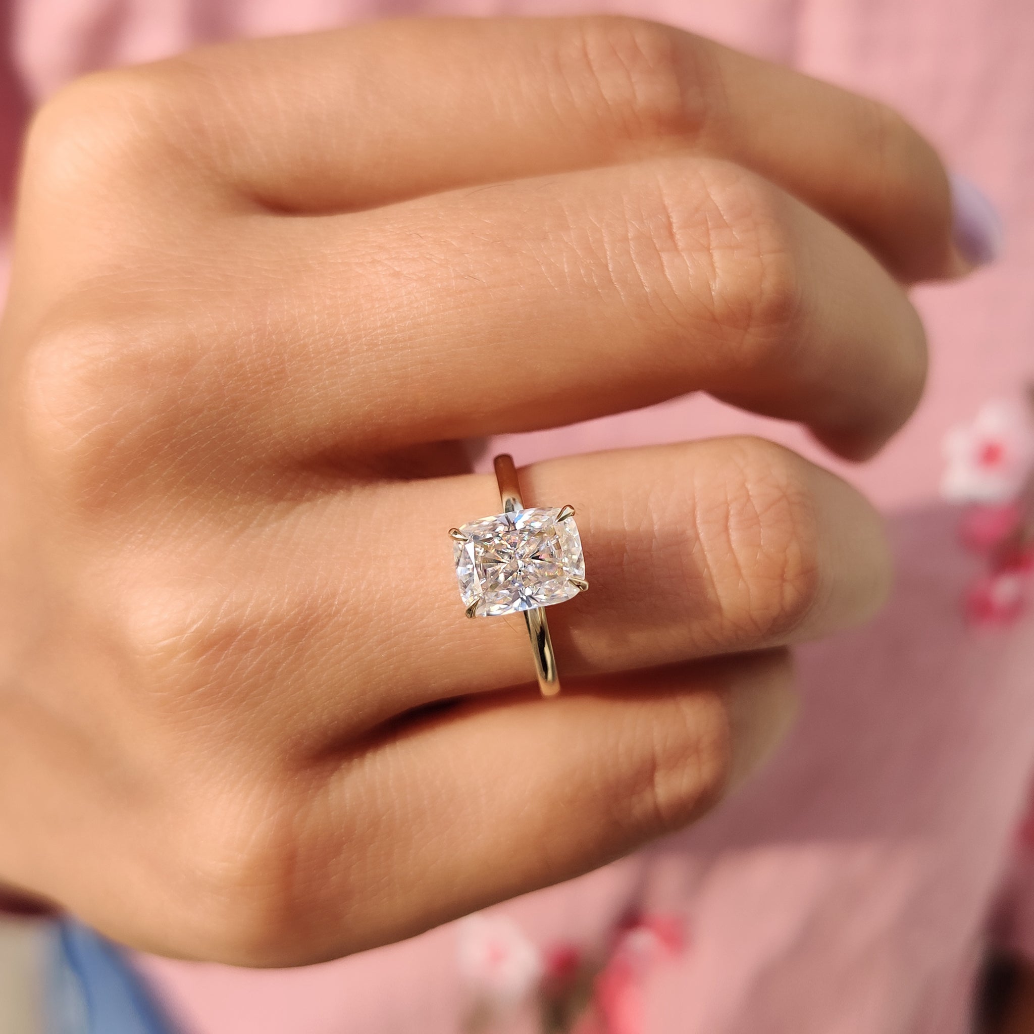 Cushion Cut Engagement Ring Hidden Halo Main image