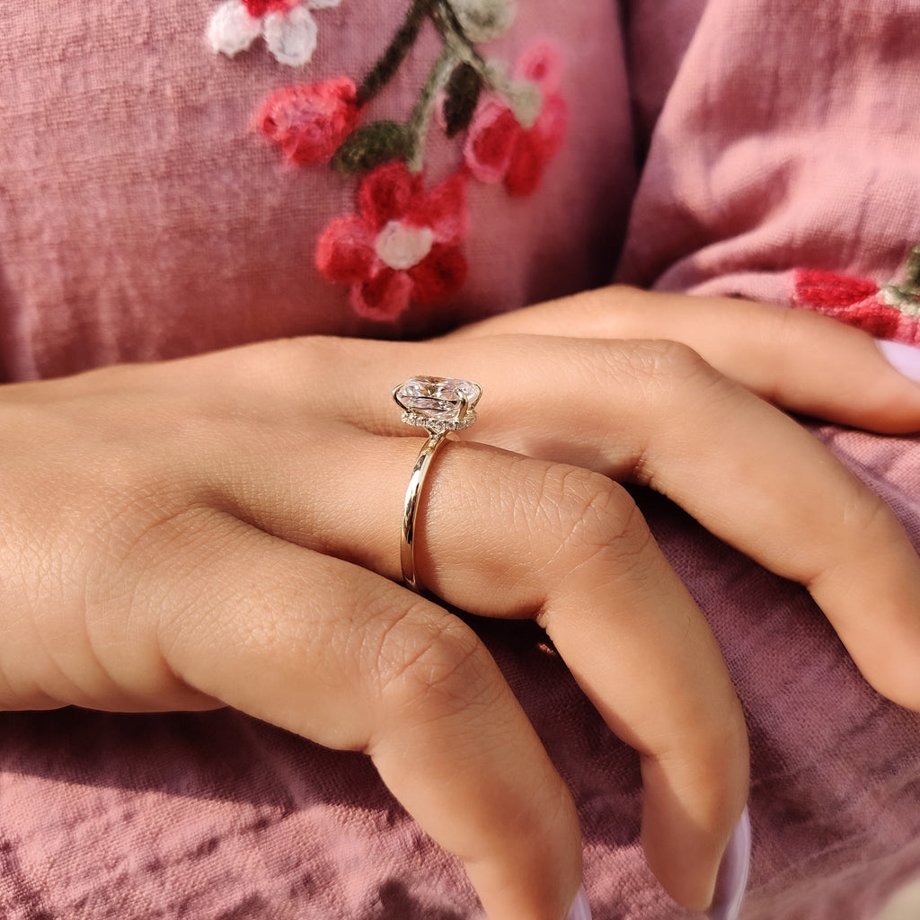Cushion Cut Solitaire Ring In Hidden Halo Design