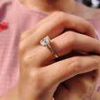 Cushion Cut Engagement Ring Hidden Halo