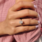 Cushion Cut Engagement Ring Hidden Halo