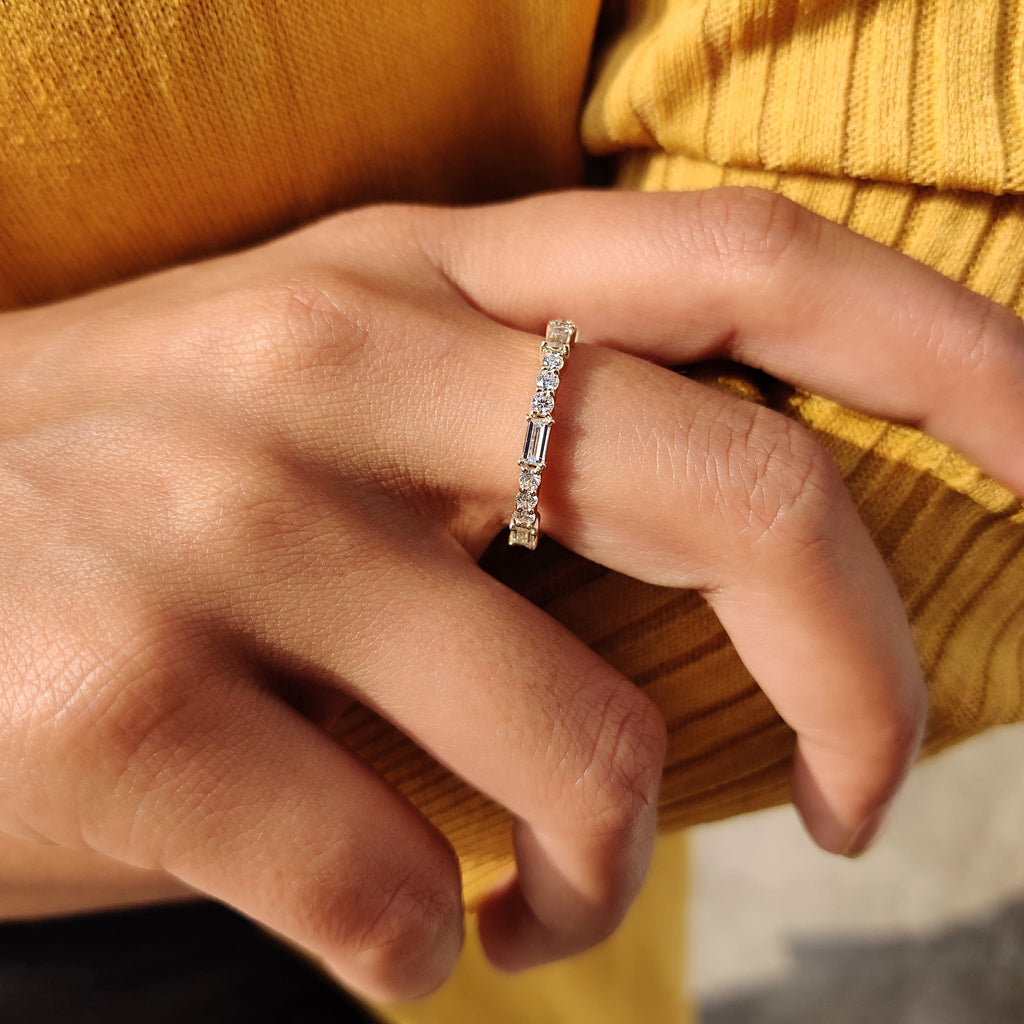 Eternity Baguette And Round Wedding Band