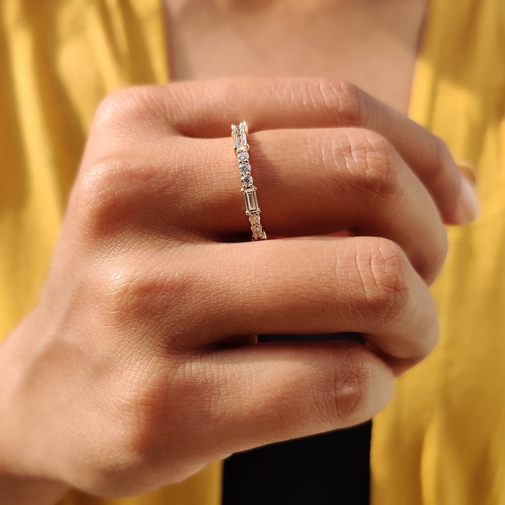 Eternity Baguette And Round Wedding Band