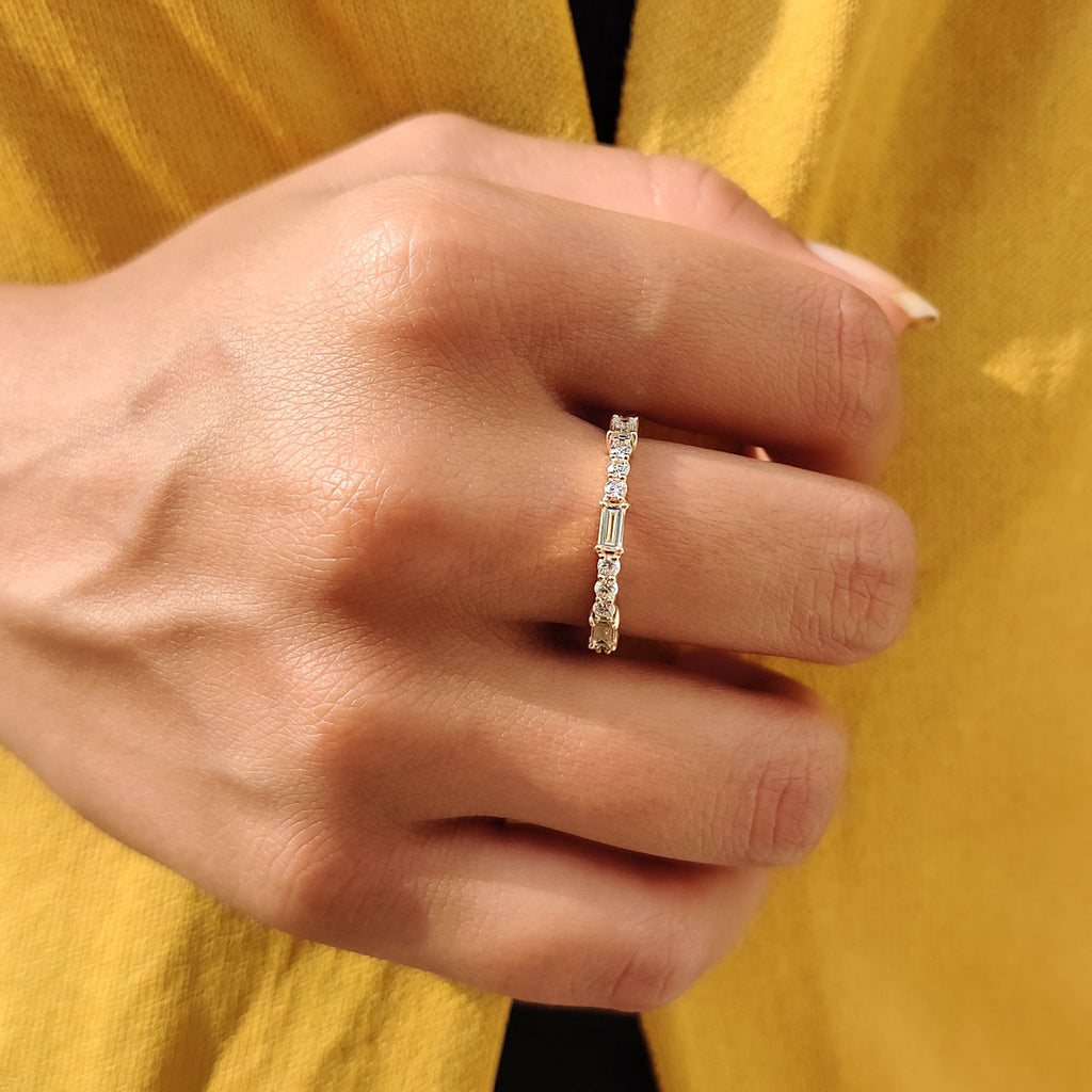 Eternity Baguette And Round Wedding Band