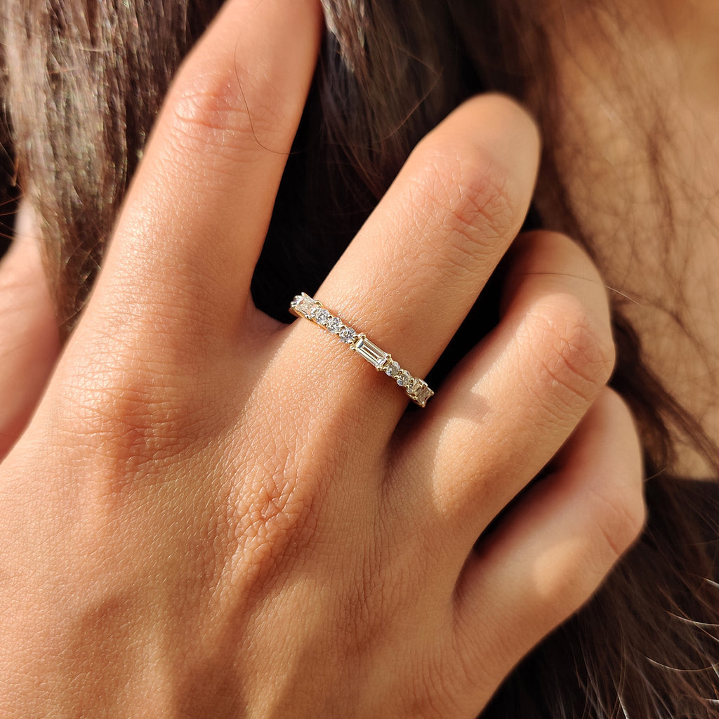 Eternity Baguette And Round Wedding Band