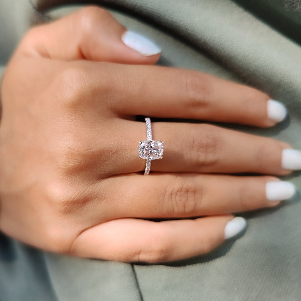 Cushion Cut Pave Engagement Ring