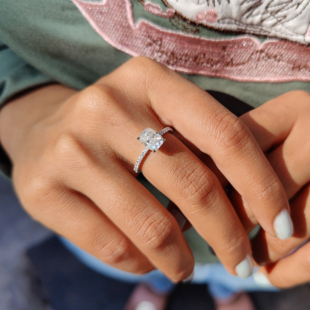 Cushion Cut Pave Engagement Ring