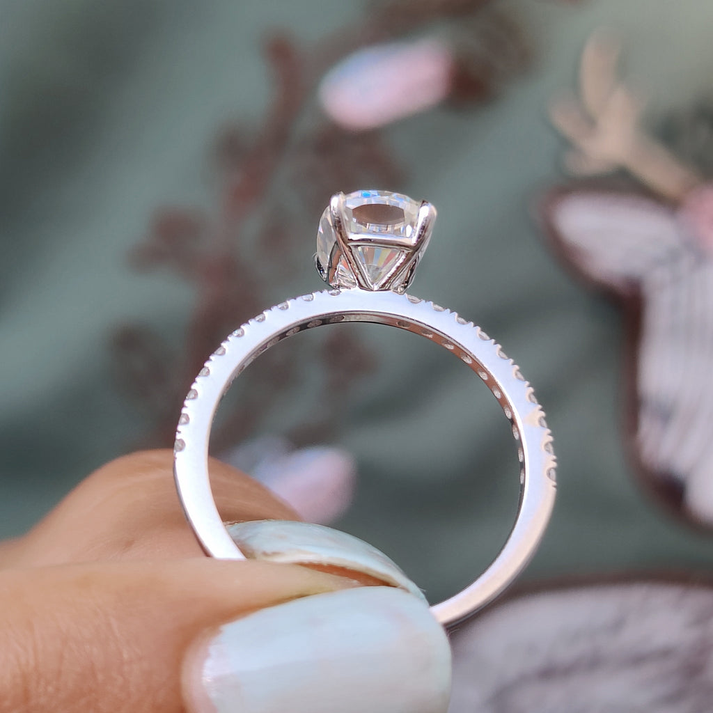 Cushion Cut Moissanite Pave Ring Setting
