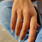 Round Moissanite V Shaped Wedding Band