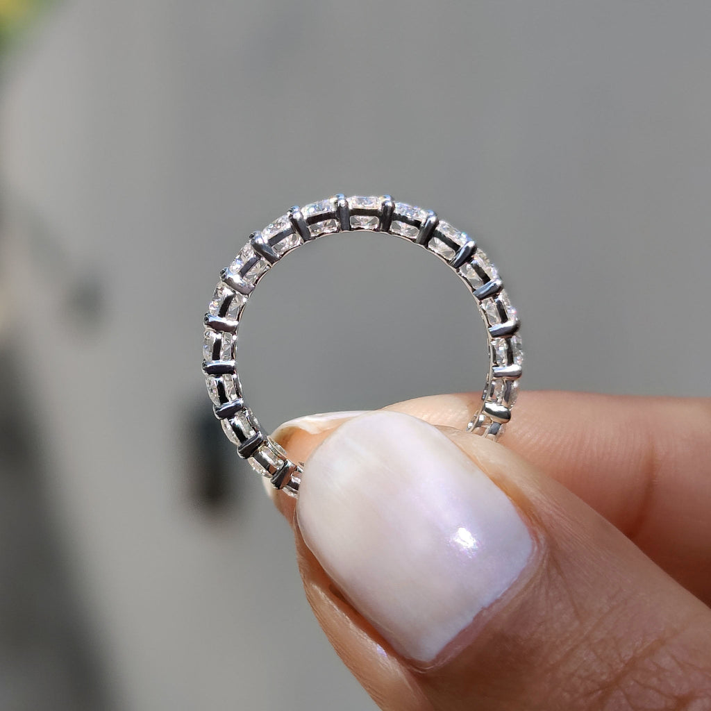 Round Cut Eternity Band in Moissanite with Prong Setting