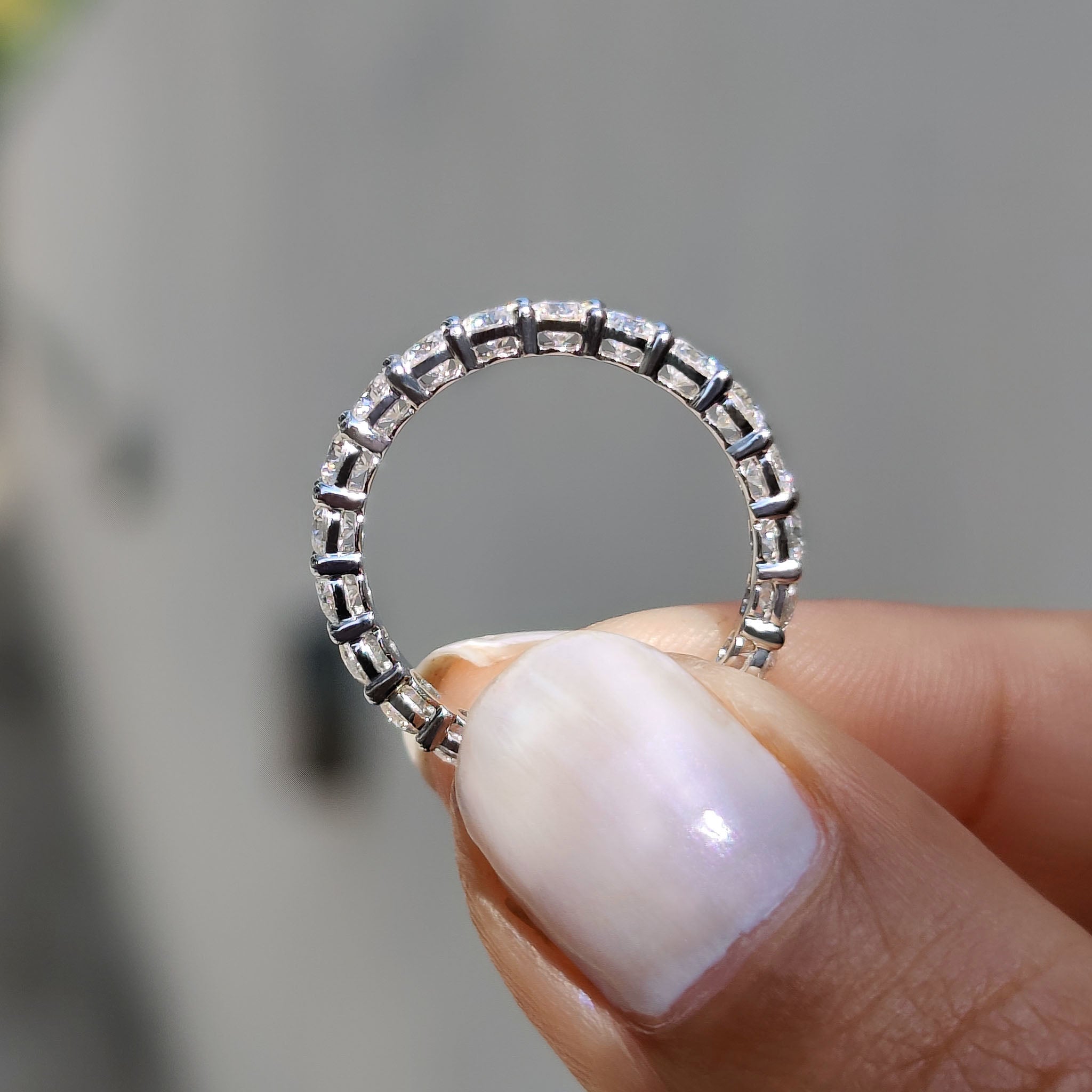 Round Cut Eternity Band in Moissanite with Prong Setting