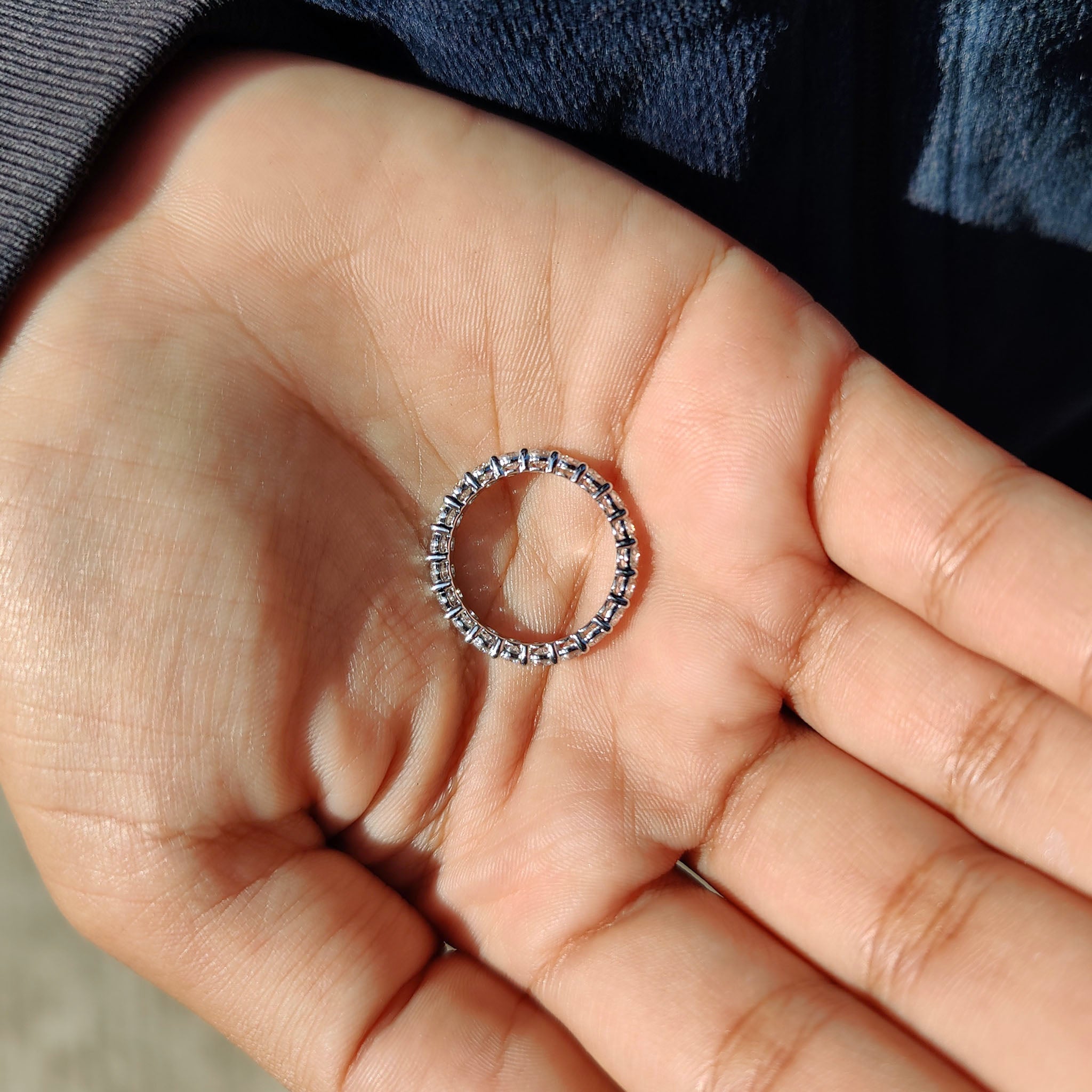 Round Cut Eternity Band in Moissanite with Prong Setting
