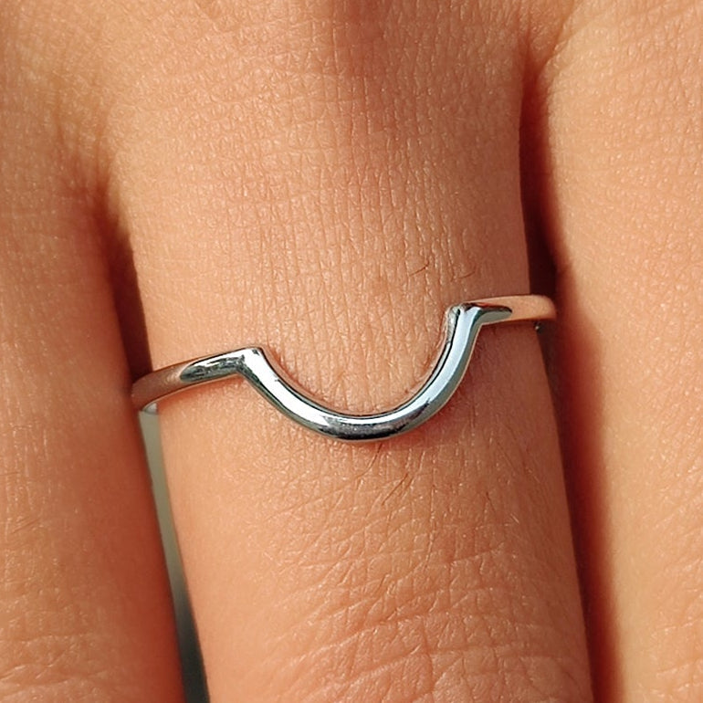 Stackable Curved Wedding Band White Gold Secondary image