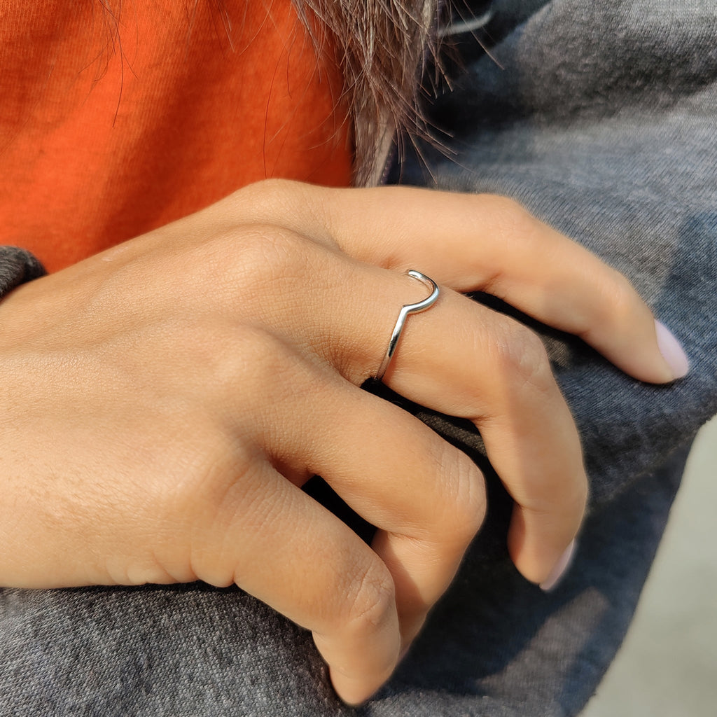 Stackable Curved Wedding Band White Gold