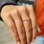 Stackable Curved Wedding Band White Gold