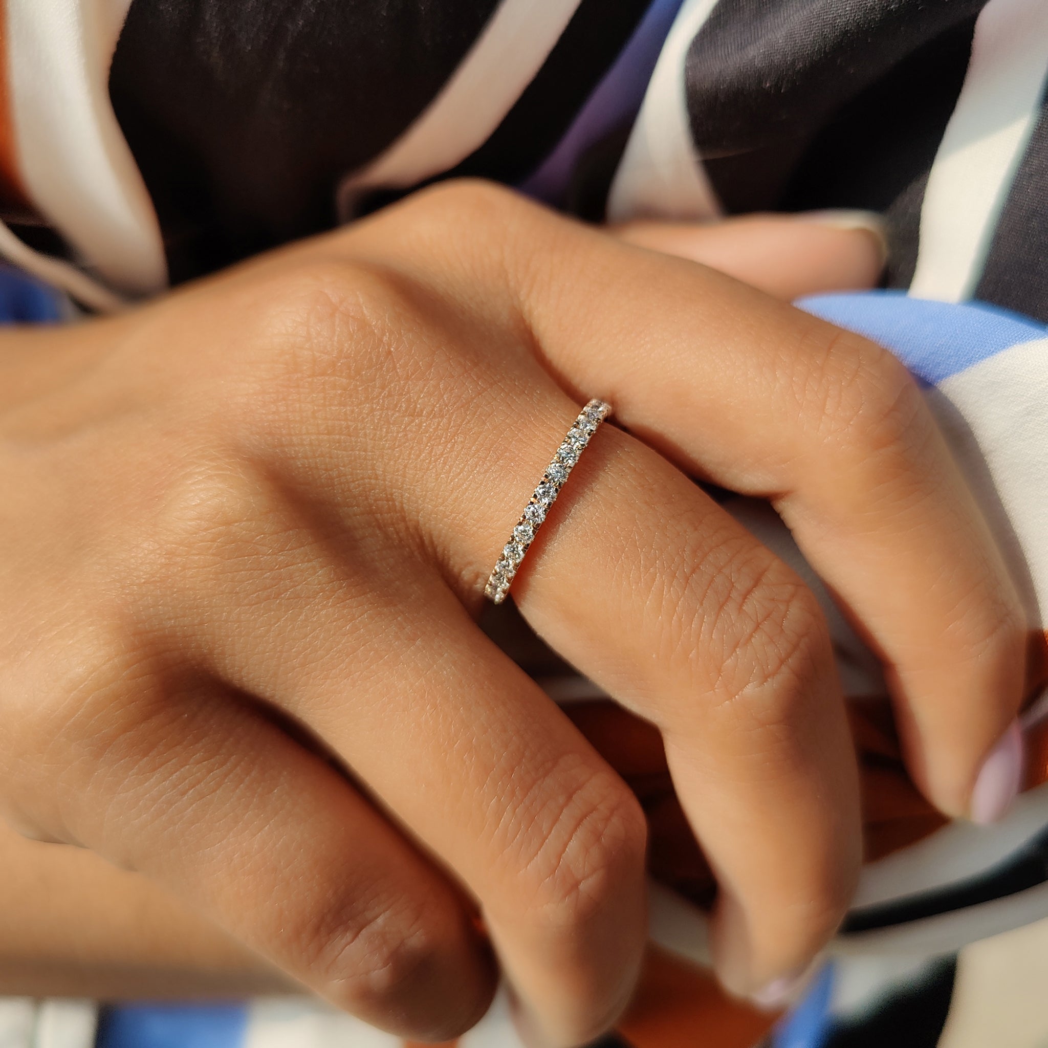 3/4 Eternity Band With Round Moissanite