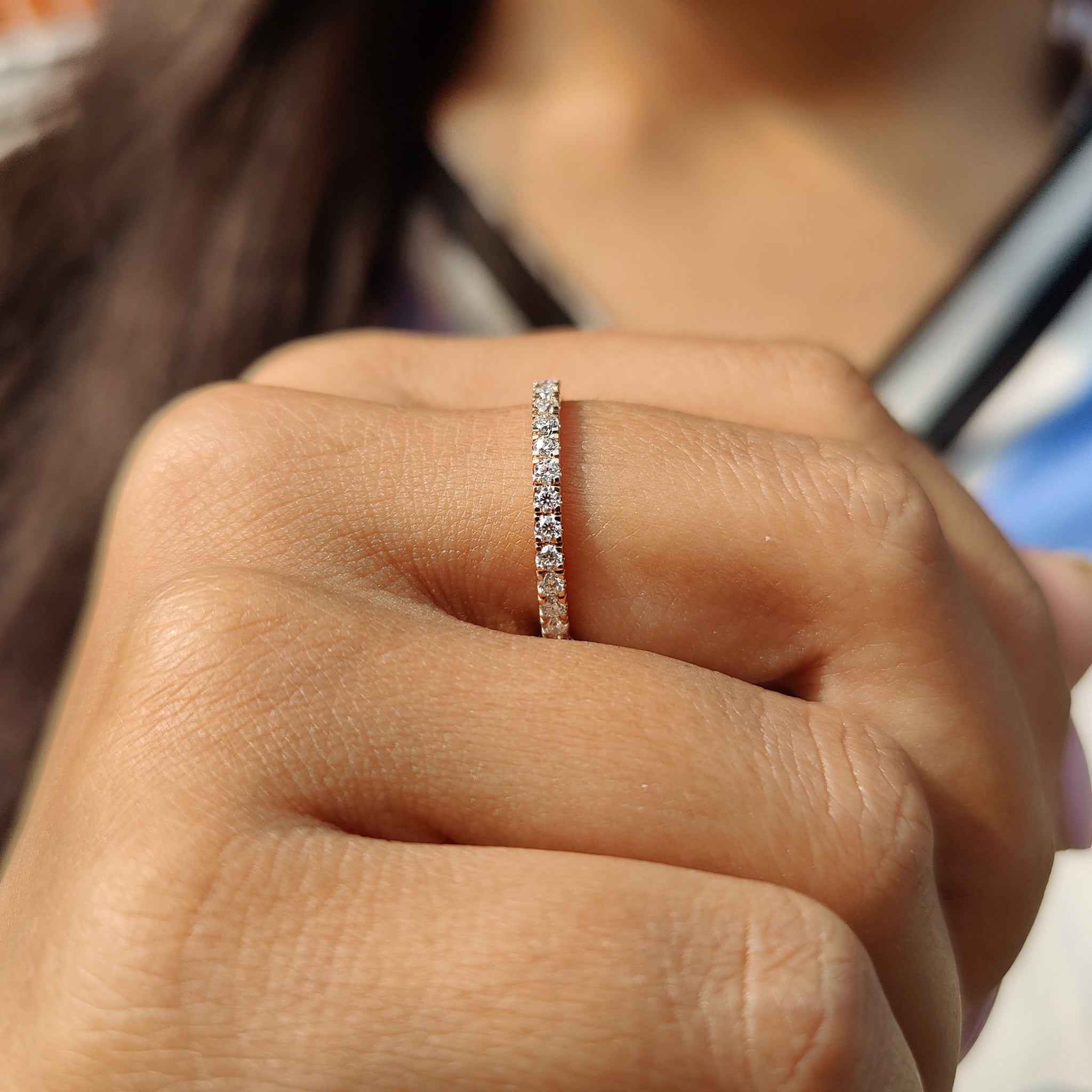 3/4 Eternity Band With Round Moissanite