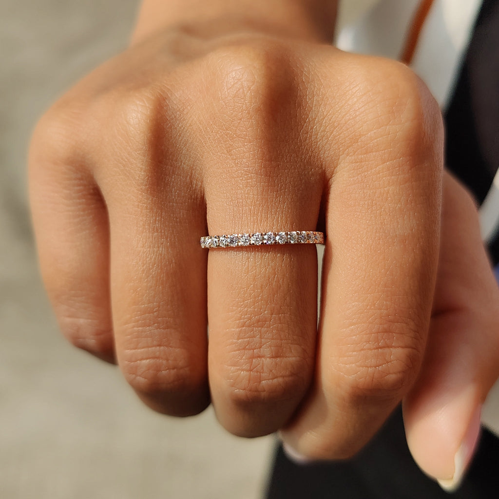 3/4 Eternity Band With Round Moissanite