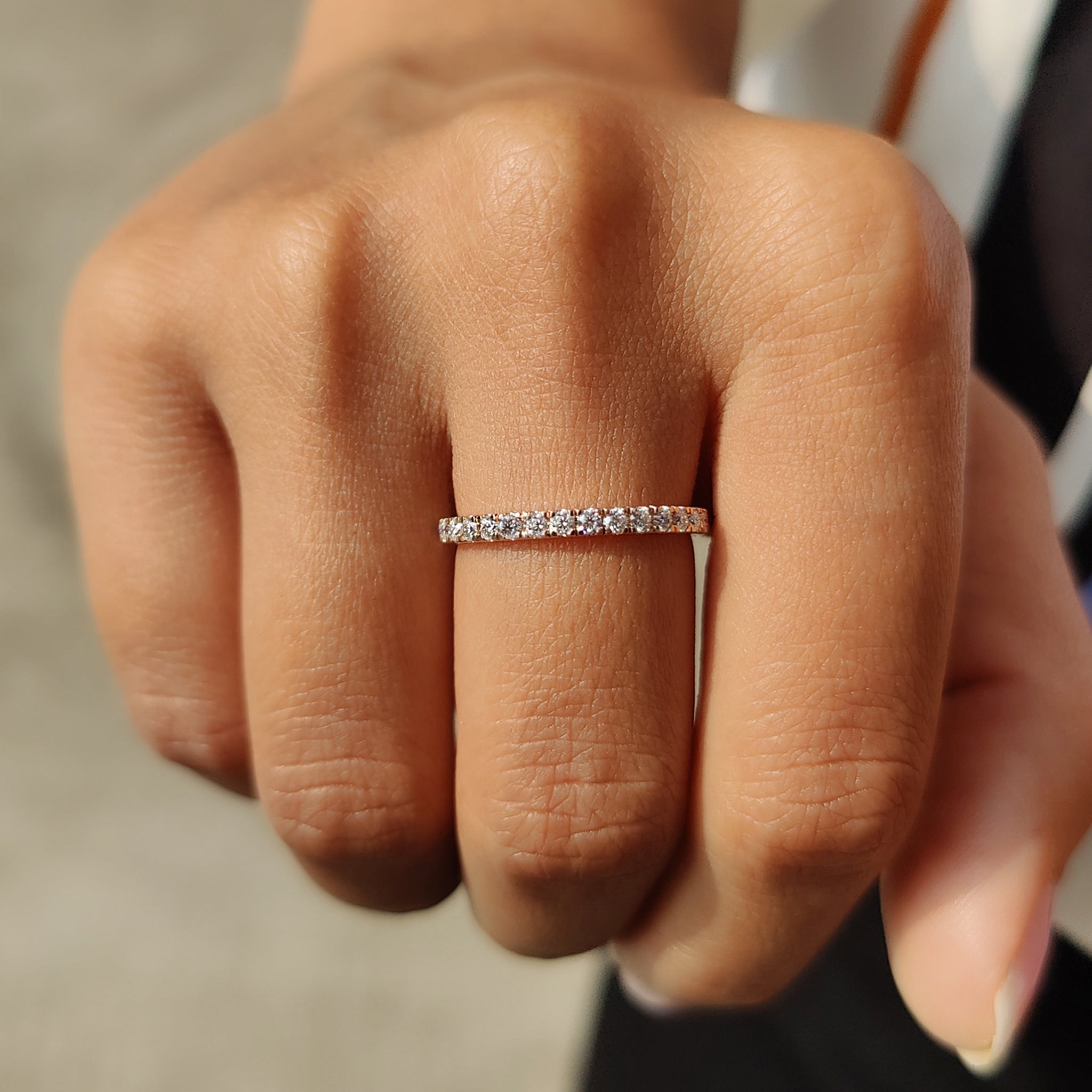 3/4 Eternity Band With Round Moissanite