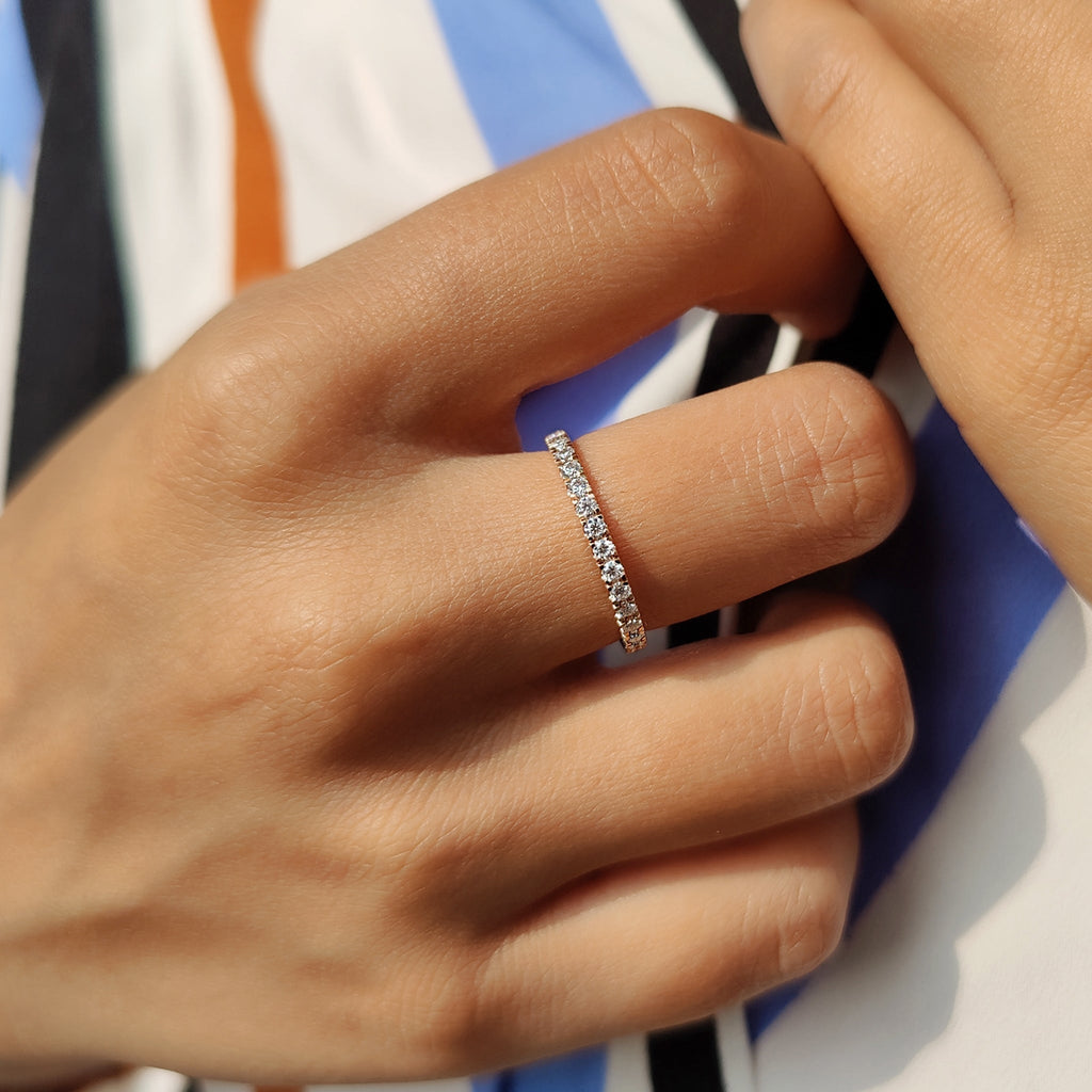 3/4 Eternity Band With Round Moissanite