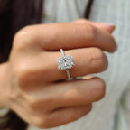 Radiant Cut Moissanite Ring In Halo Style