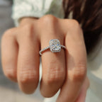 Radiant Cut Moissanite Ring In Halo Style
