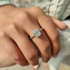 Radiant Cut Moissanite Ring In Halo Style