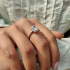 Radiant Cut Moissanite Ring In Halo Style