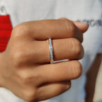 Round Moissanite Wedding Band White Gold