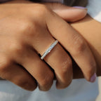 Round Moissanite Wedding Band White Gold