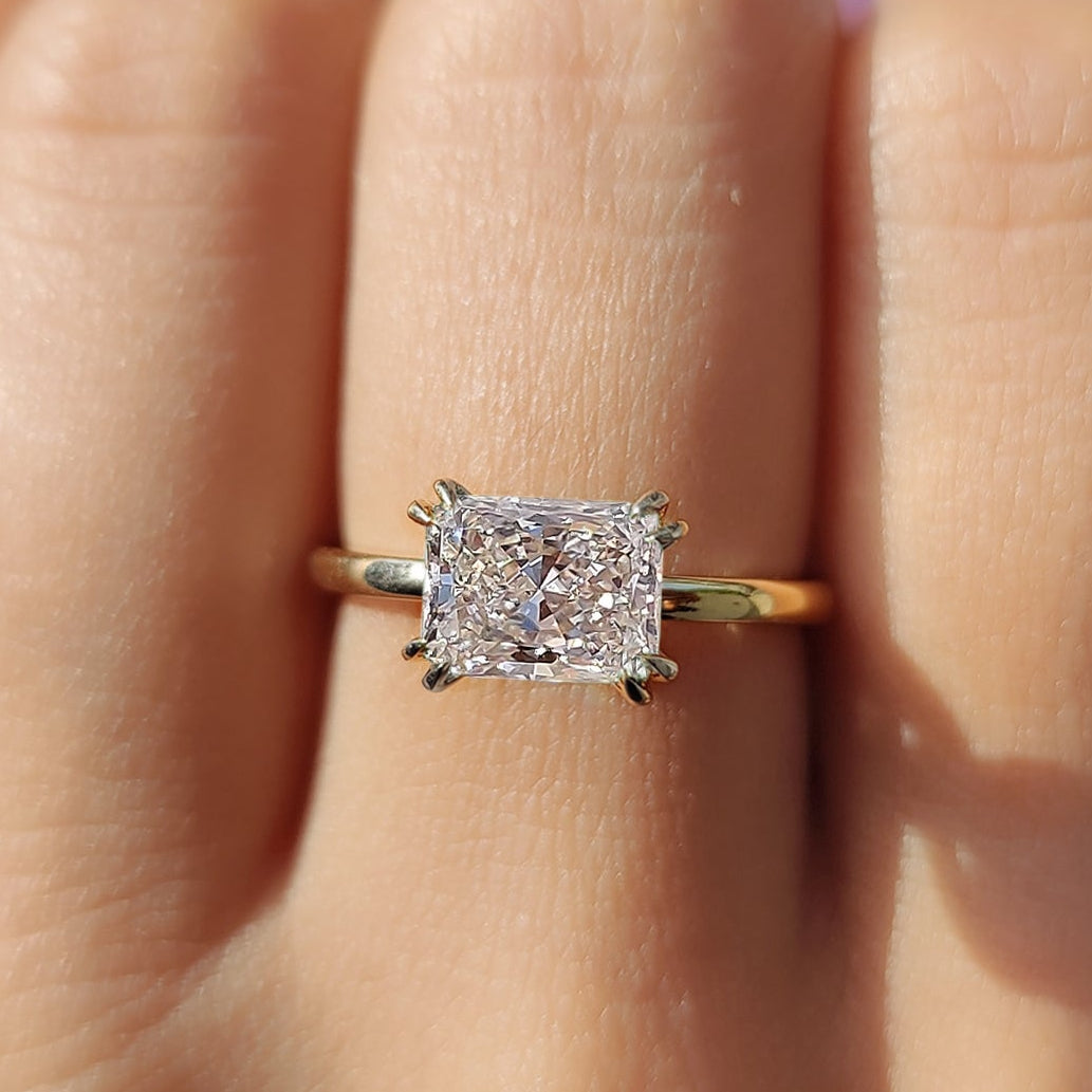 Radiant Solitaire Engagement Ring in Yellow Gold Finish Main image