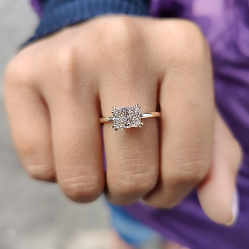 Radiant Solitaire Engagement Ring in Yellow Gold Finish