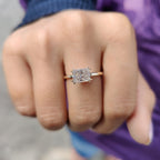 Radiant Solitaire Engagement Ring in Yellow Gold Finish