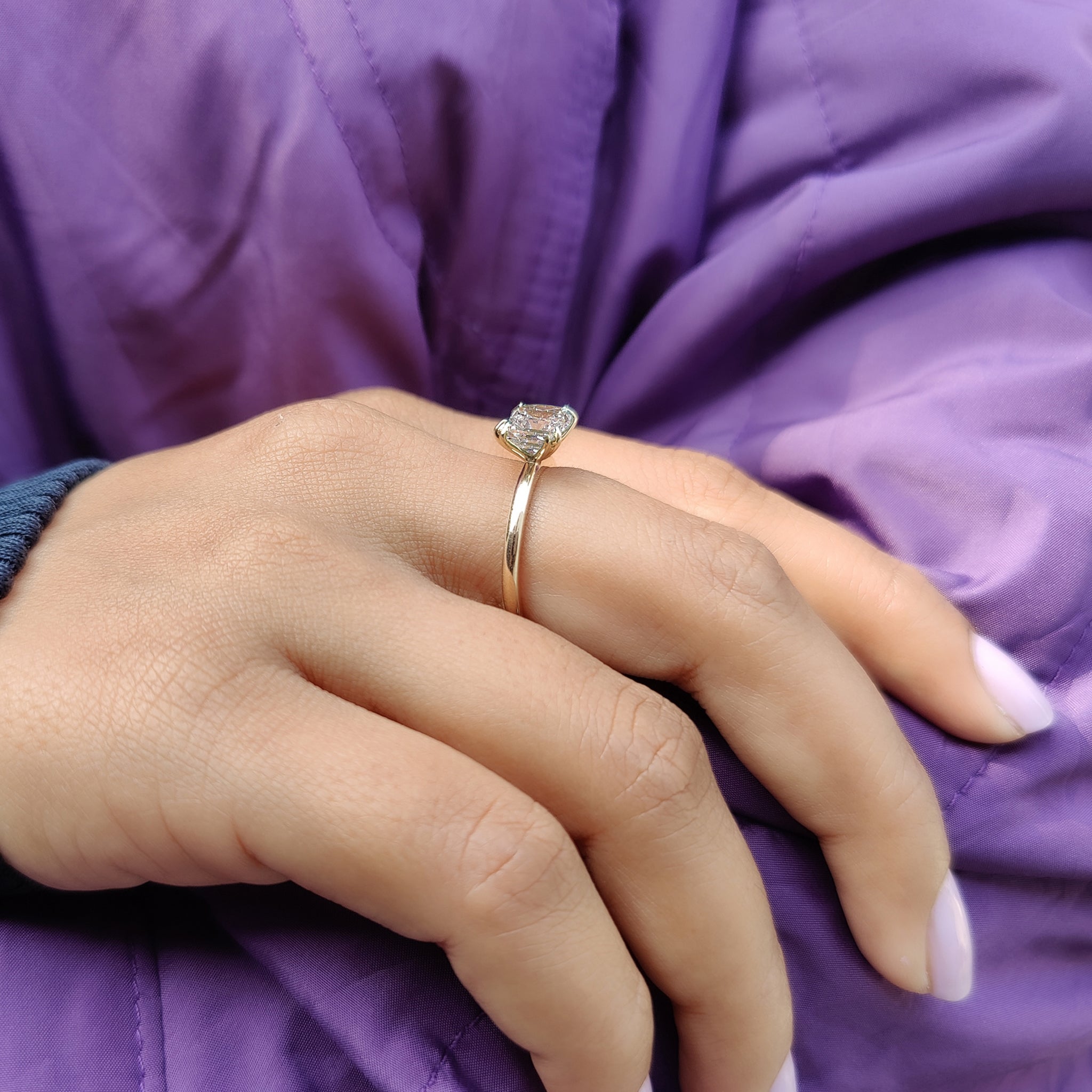 Radiant Solitaire Engagement Ring in Yellow Gold Finish