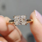 Radiant Solitaire Engagement Ring in Yellow Gold Finish