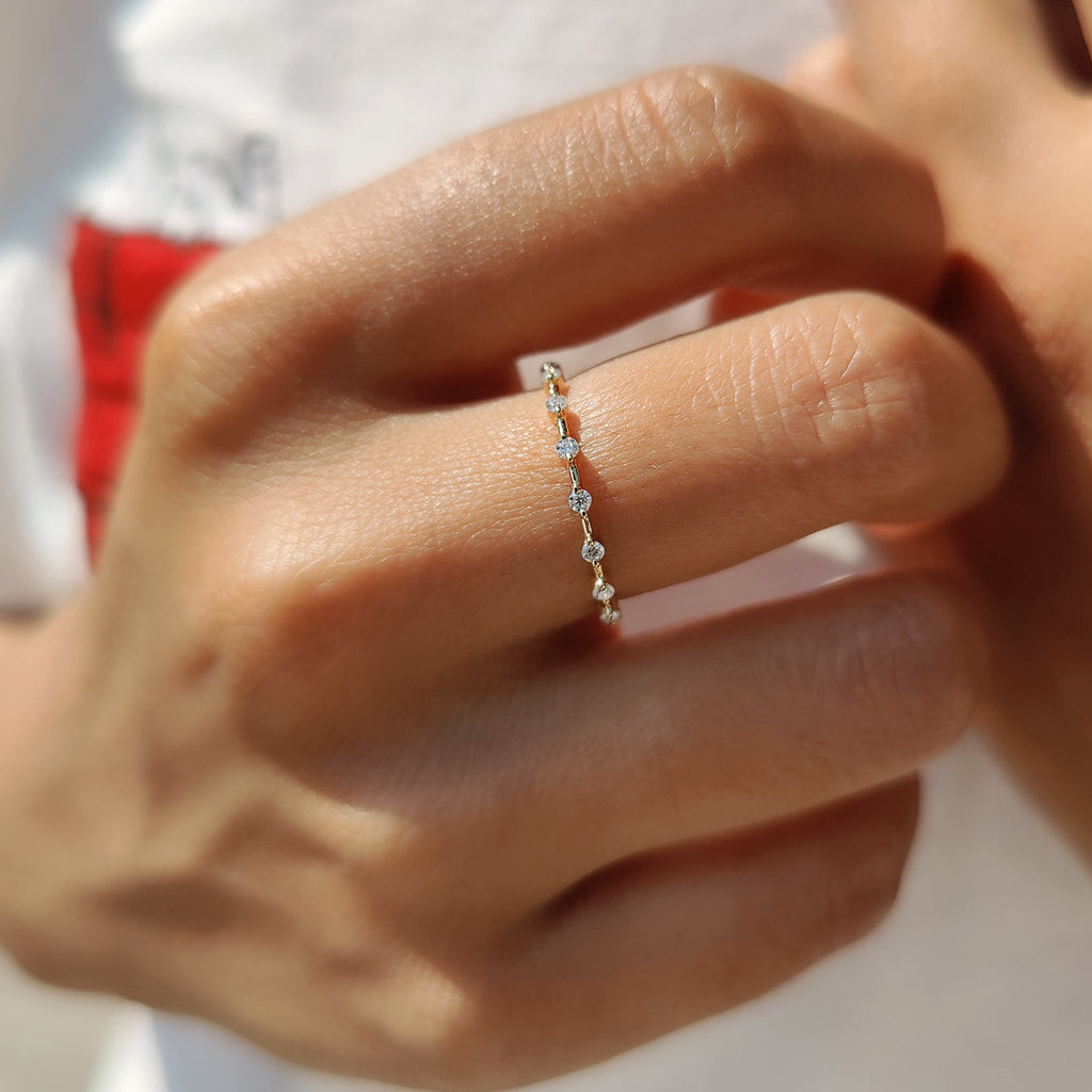 Stackable Wedding Band With Round Cut Moissanite